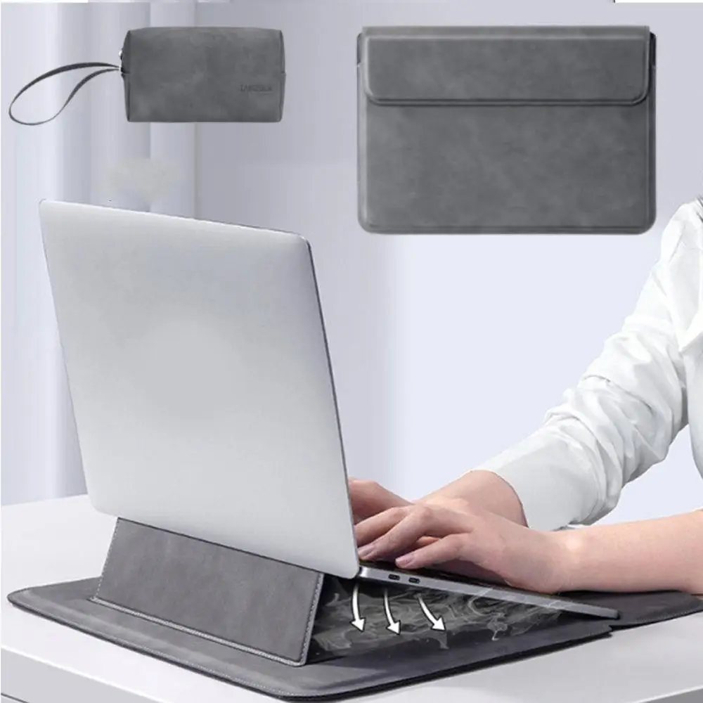 

Simple Atmospheric Solid PU Leather Laptop Sleeve Case Computer Inner Bag 13 14 15 15.6 Inch Laptops Bag Suitable For Macbook