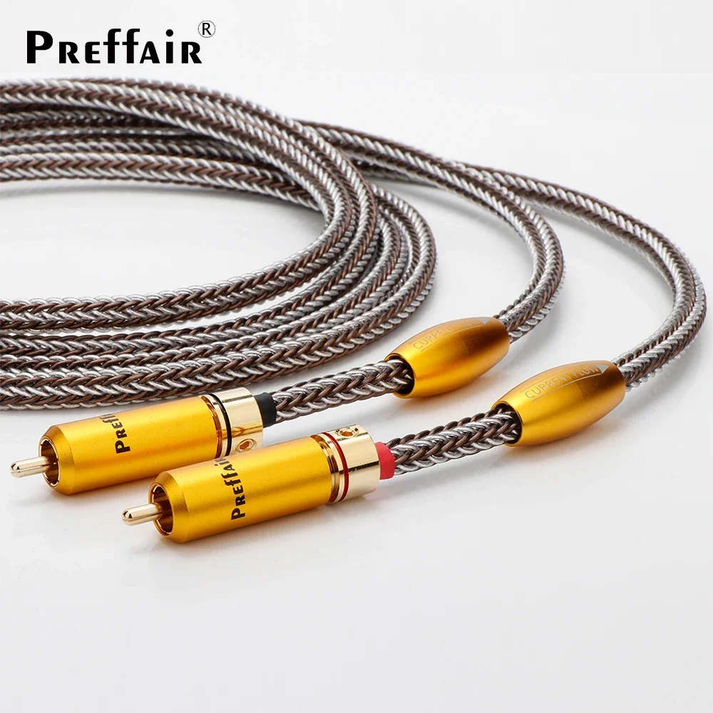 Preffair 1 Pair Gold-Plated RCA Signal Cable X459R1786 16-Core OCC Silver-Plated Copper Conductors PVC Insulation 6.6mm Diameter