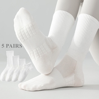5 Pairs Non-slip Sports Athletic Socks Mesh Summer Socks High Quality Cotton Crew Socks Anti-slip  Basketball