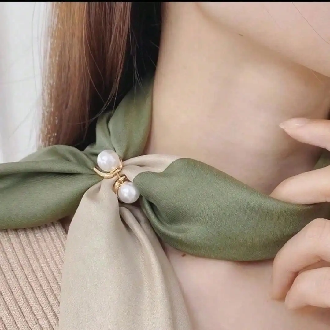 

1pc Pearl Silk Scarf Buckle, Exquisite Ring Buckle, Double Pearl Ring, Single Ring Temperament Silk Scarf Buckle Shawl Buckle Decoration