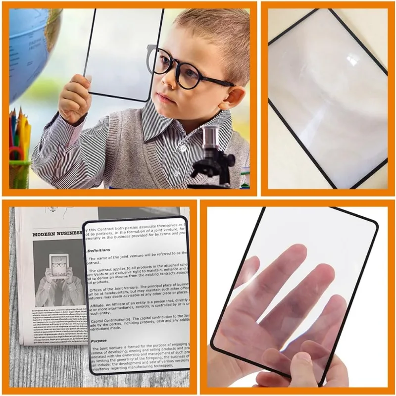 

6Pcs Magnifying Bookmarks for Reading, Large Ultra-Thin PVC Card Magnifiers 180Mm X 120Mm, Page Magnifiers for Seniors, Visual