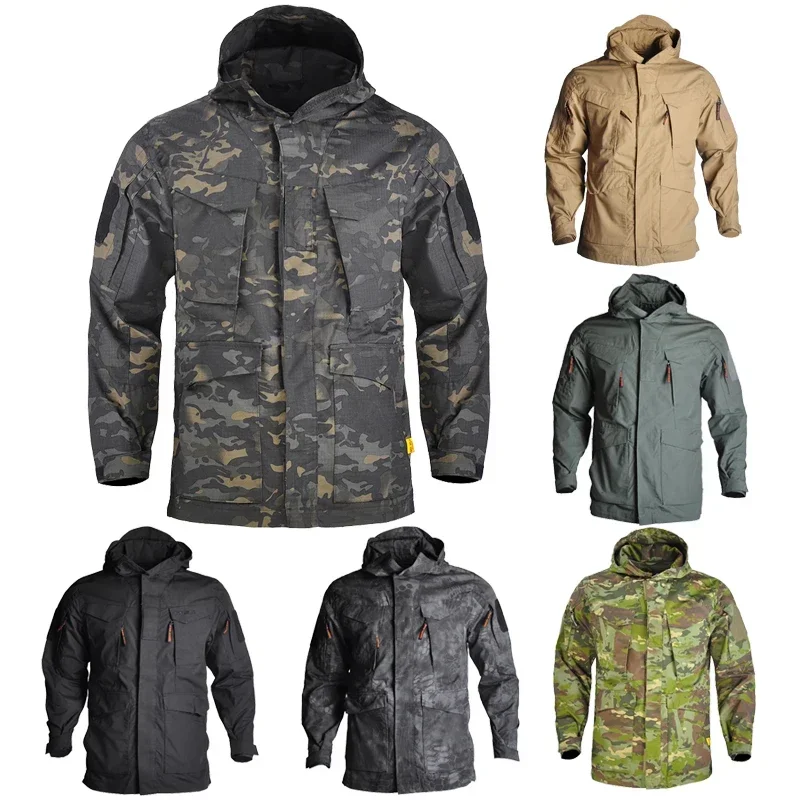 Veste coupe-vent multi-poches pour homme, sweat à capuche, manteau, vêtements, randonnée, airsoft, camping, chasse, DulJackets, M65