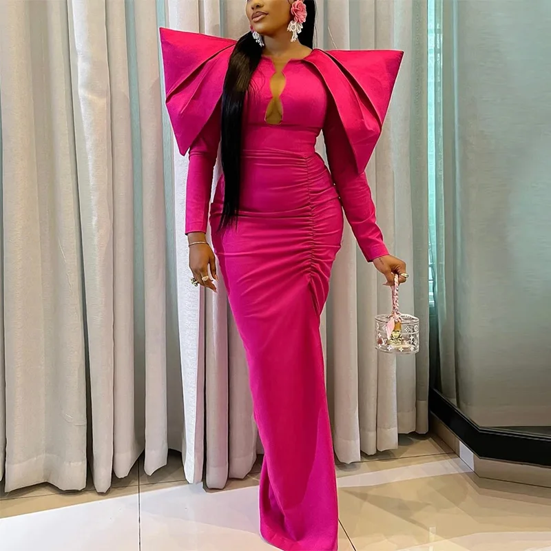 

Elegant Long Evening Dresses for African Women Satin Floor-Length Mermaid Pleats Prom Party Gala Special Events Dance Maxi 2023