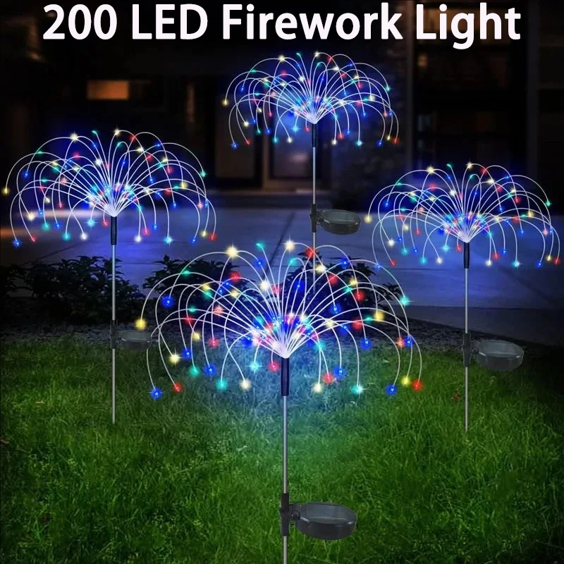 

2 Pack Solar Garden Lights Outdoor Decor Fireworks Light Waterproof Yard Decorations LED Fairy Sparklers Firework Lawn Pathway