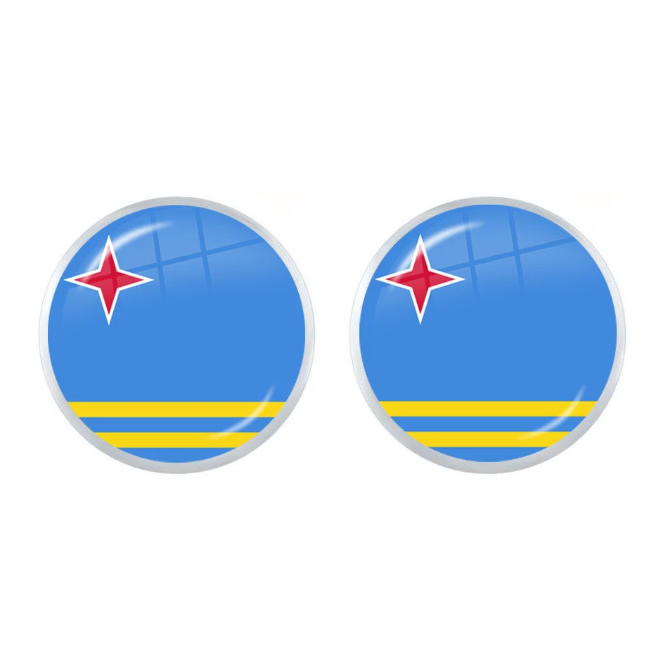 MCO,Macedonian, Luxembourg, Georgia, Andorra, Eilandgebied Sint Maarten,Curacao,Bonaire, Aruba Nation Flag Glass Stud Earrings