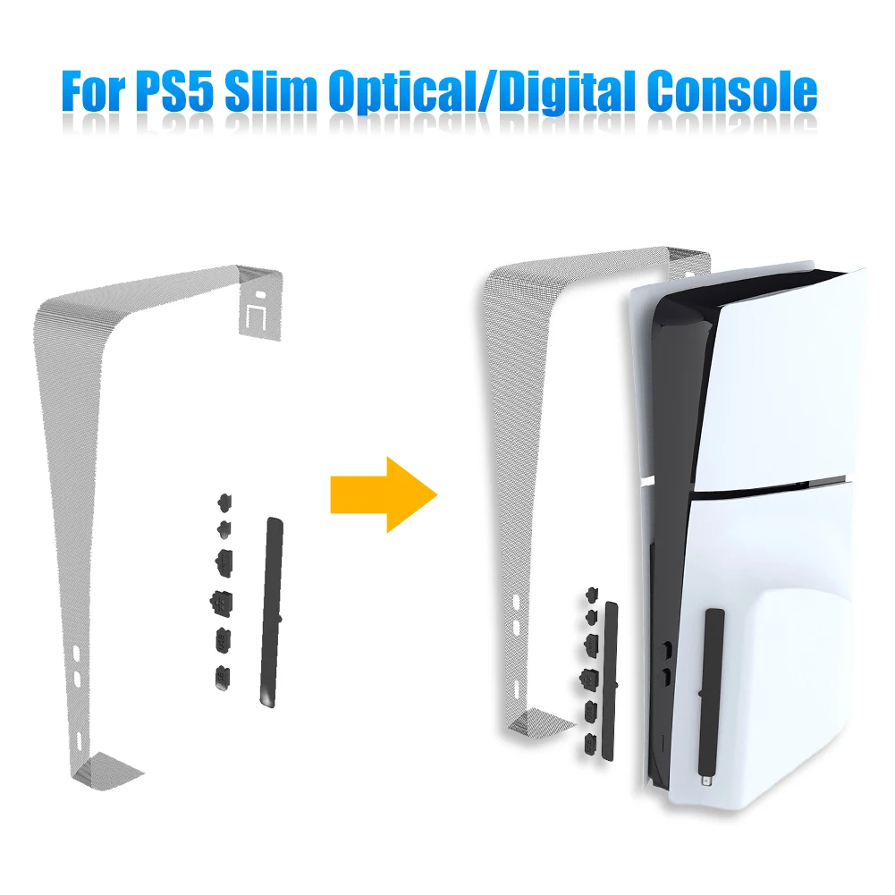 For PS5 Slim Console Side Dust Proof Filter Cover Silicone Dust Net with Dust Plugs For Playstation5 Slim Disc&Digital Edition