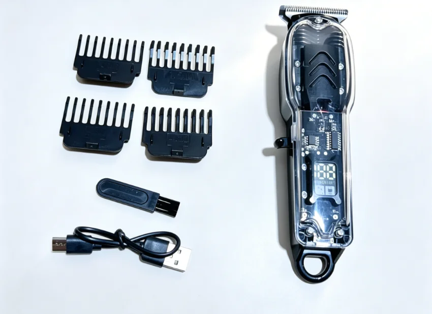 Transparent Body Electric Hair Trimmer USB Rechargeable Professional Hair Clipper Cordless Hair Cutting Machine Men's Personal C image 4