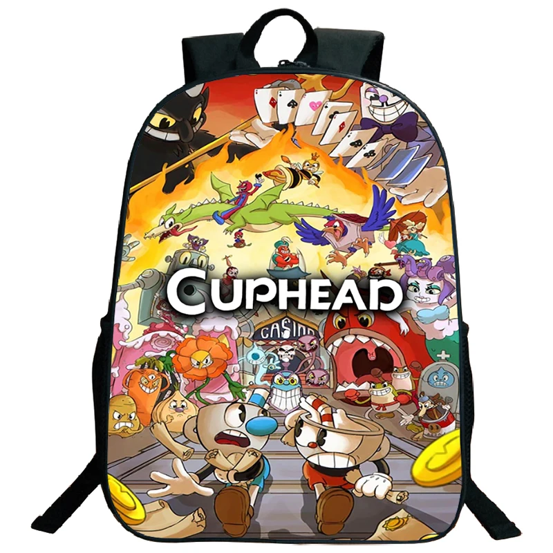 Plecak Cuphead z nadrukiem 3D Śmieszne torby szkolne z kreskówek dla nastolatków Plecak na laptopa Plecak podróżny o dużej pojemności Chłopcy Bookbag Prezent