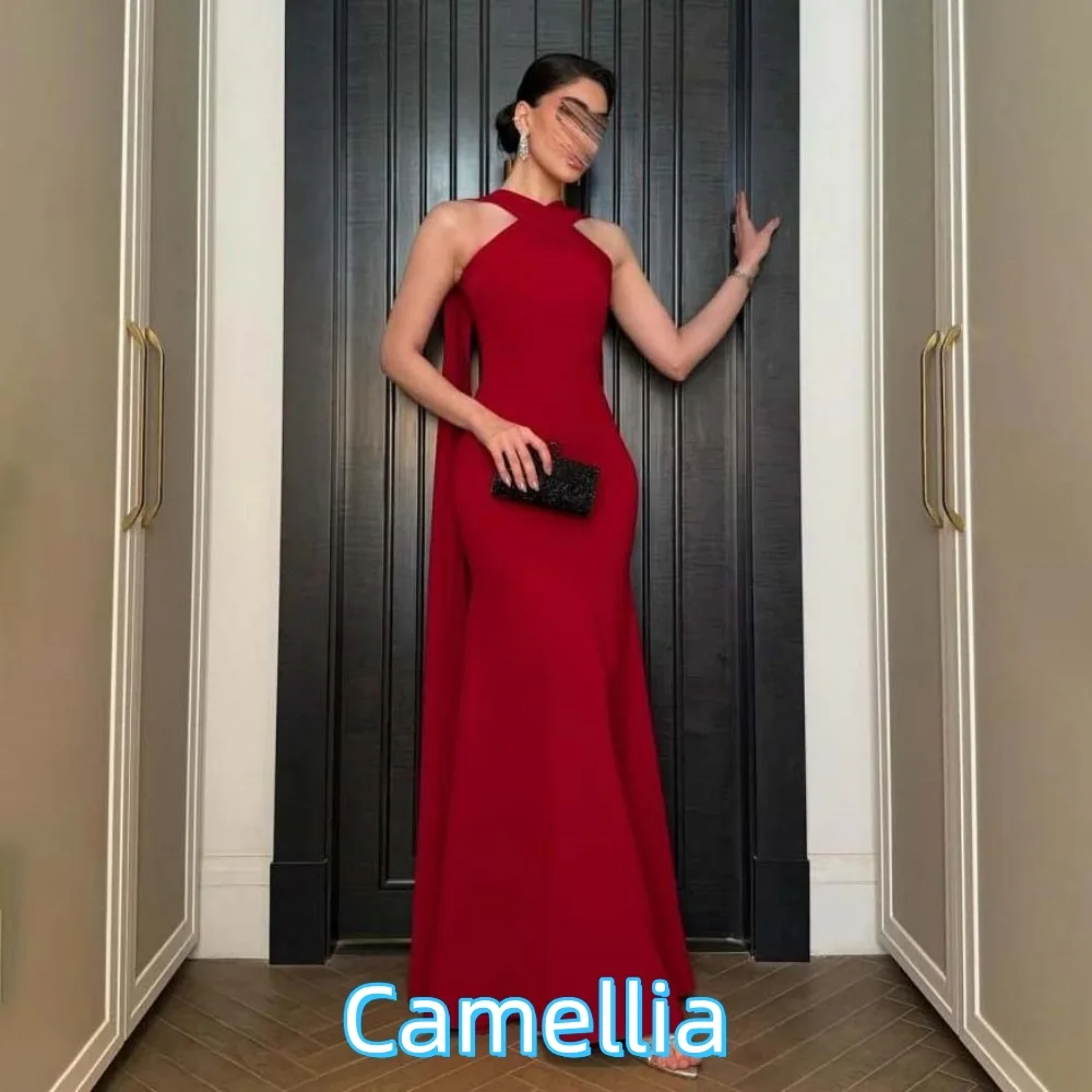 

Customized Exquisite Ruffles Evening Dress Charming Mermaid Prom Dress Sexy Halter Neck Party Gown فساتين سهرة فخمة 2025