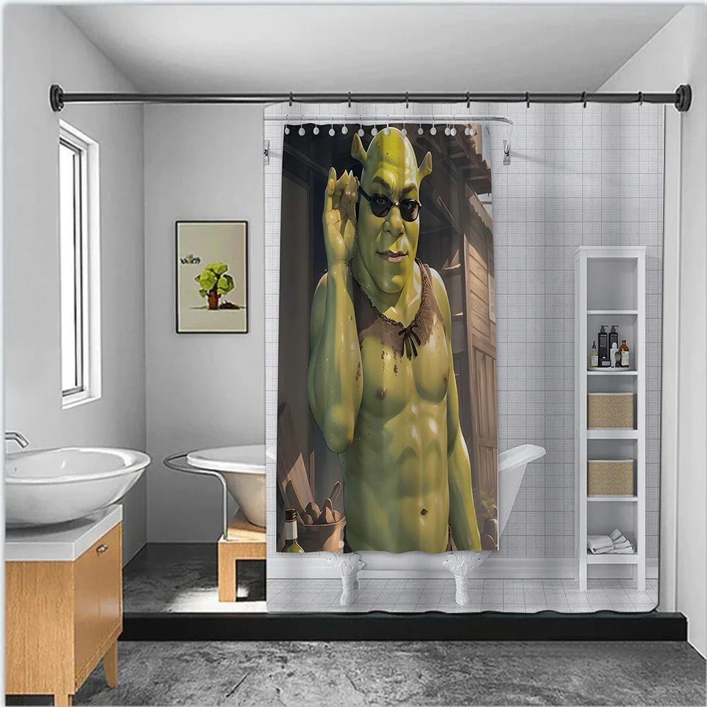 Shrek Shower Curtain Waterproof Polyester Fabric Paint Colorful Bath Curtains Home Bathroom Decor Curtain With Hook