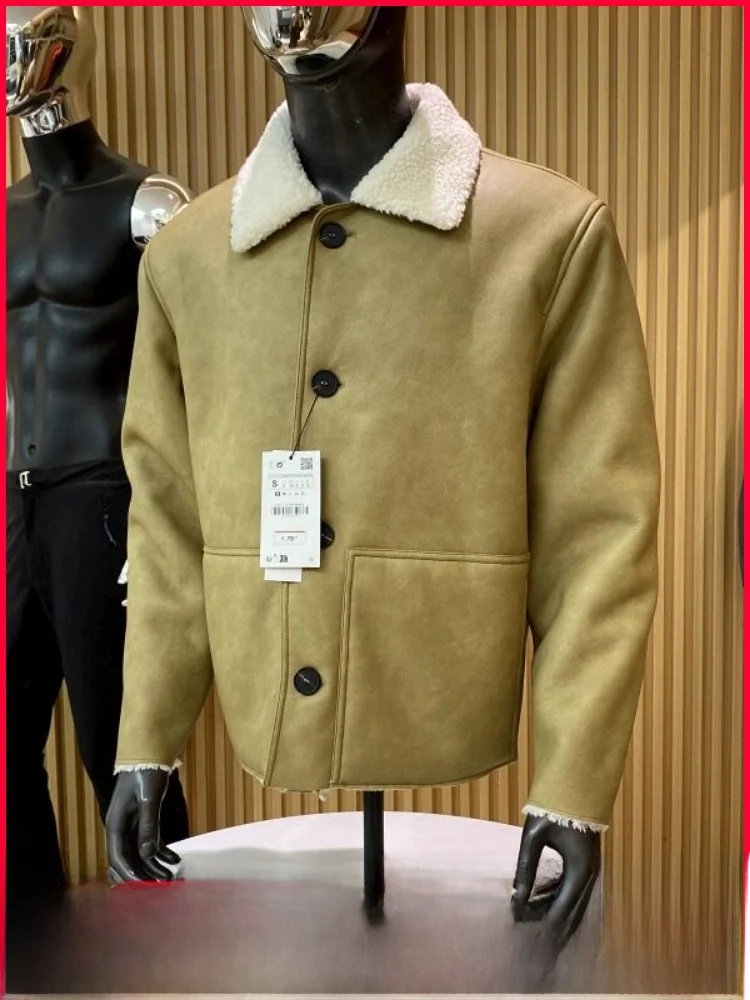 

Ретро-куртка в американском стиле с флисовой подкладкой, утолщенная, из кожи и меха, теплая верхняя одежда для мужчин и молодежи, модная осенне-зимняя модель