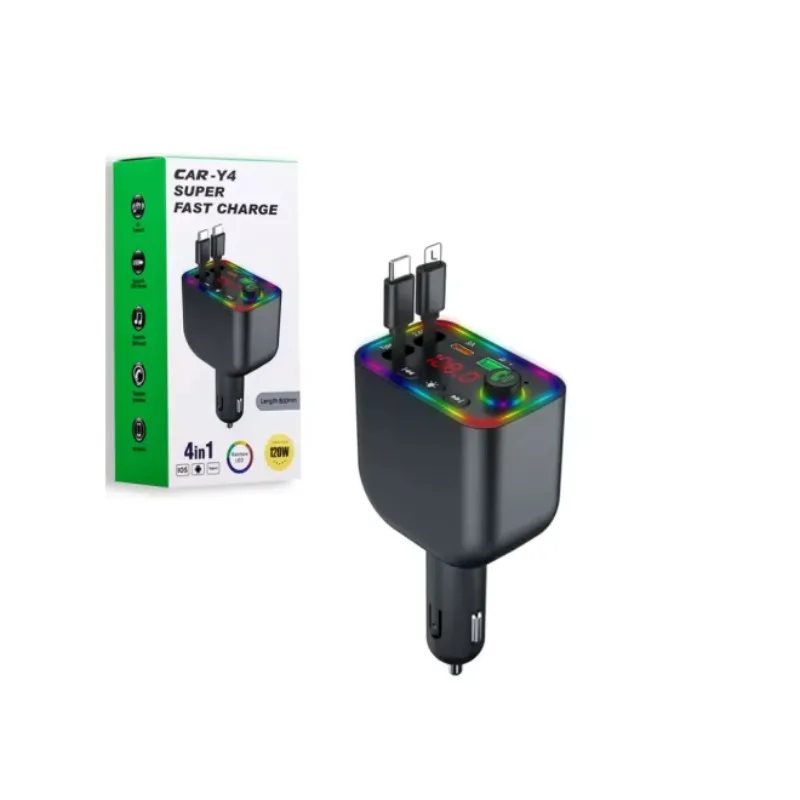 

GlowMart Auto Electronics Accessories Retractable Car Charger BT5.3 Car Charger for Music Player Car bluetooth Charger