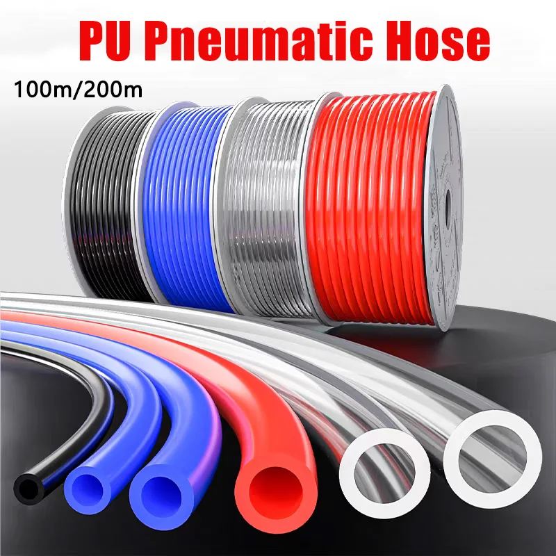 

1pcs 100M/ Roll Pneumatic Hose Air Tube 8*5mm 10*6.5mm 12*8mm PU Pipe Compressor Hose Industrial Applications