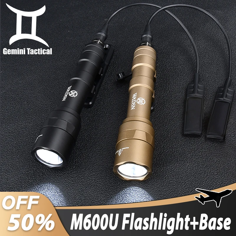 

WADSN Airsoft SF M600U Scout Flashlight Tactical M600u 800 Lumens LED Hunting Weapon Spotlight Offset Base For Mlok Keymod Rail