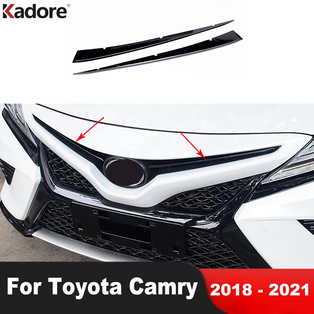 Front Upper Grille Grill Cover Trim For Toyota Camry 70 SE XSE TRD 2018 2019 2020 2021 Steel Car Racing Grills Strip Accessories