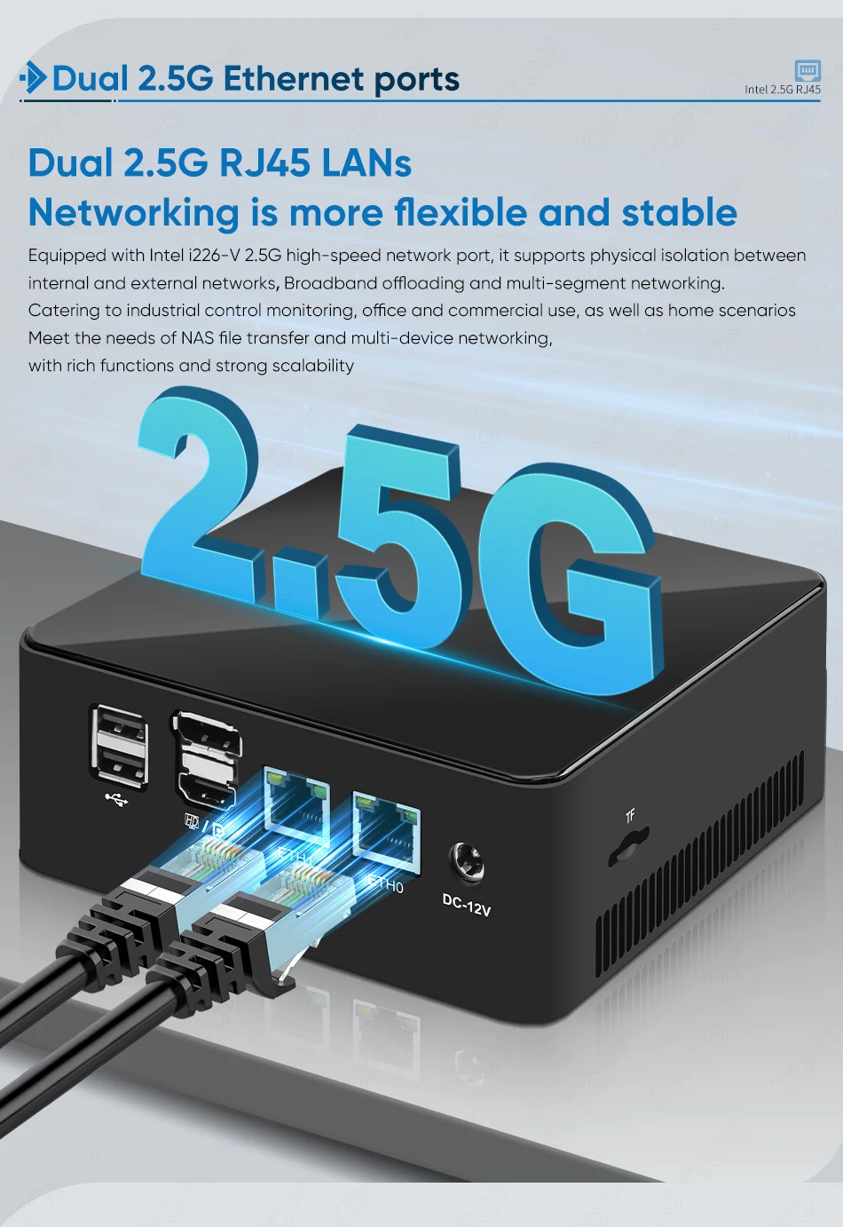 Topton Metal Office NUC NAS Mini PC Intel 3 N350 N95 Firewall Box Dual 2.5G LAN 2xNVMe DDR5 HDMI+DP+Type-C 3x4K HTPC Home Server