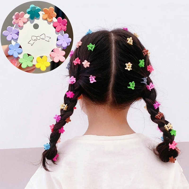 10pcs/set Children Candy Color Plastic Mini Hair Claws Clips Crab Baby Gilrs Cute Clips Hairpin Barrettes Headwear Accessories