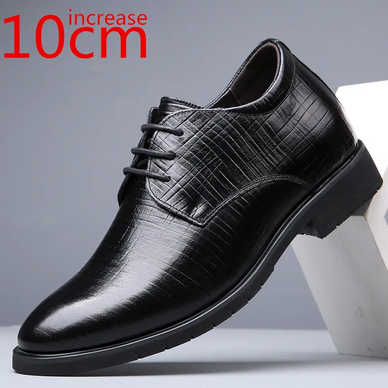 Invisible Elevator Men's Height Increasing Shoes Leather Height Increasing Men's Shoes Business Formal Shoes 10 Cm Wedding Shoes