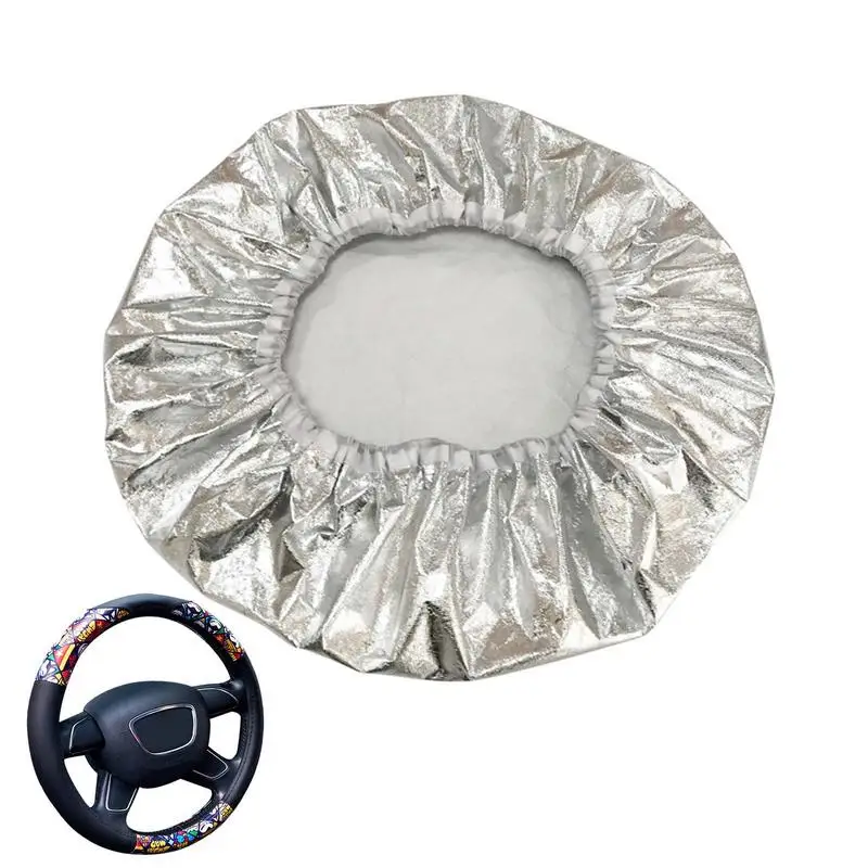 Car Steering Wheel Sun Block Cover Cool Comfortable Car Steering Wheel Sun Shade Cover Silver Protector Anti Heat Shield Shade