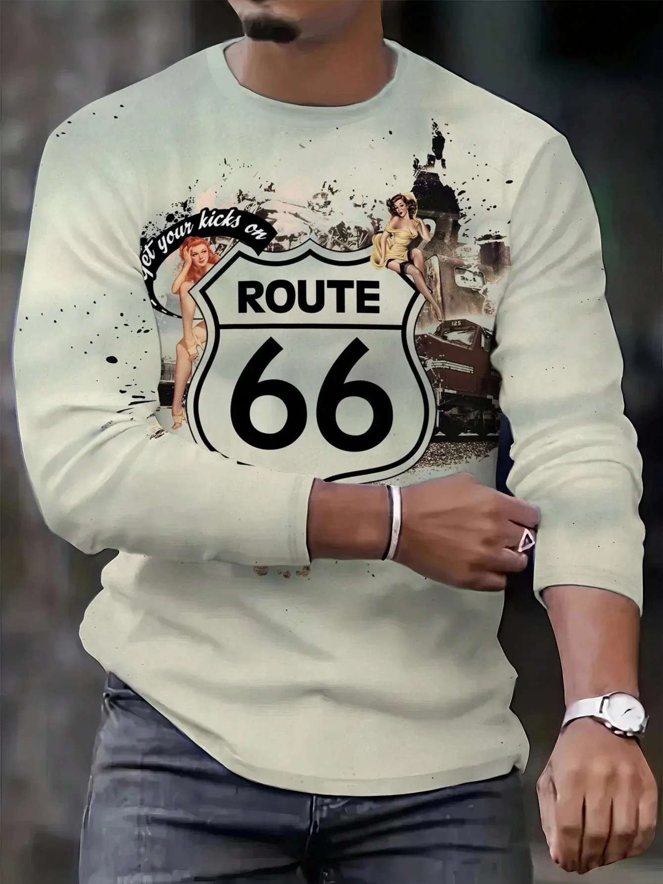 تي شيرت رجالي جديد بأكمام طويلة لربيع وخريف 2025 يتميز بأزياء الشارع والراحة مع طباعة رقمية ثلاثية الأبعاد #2