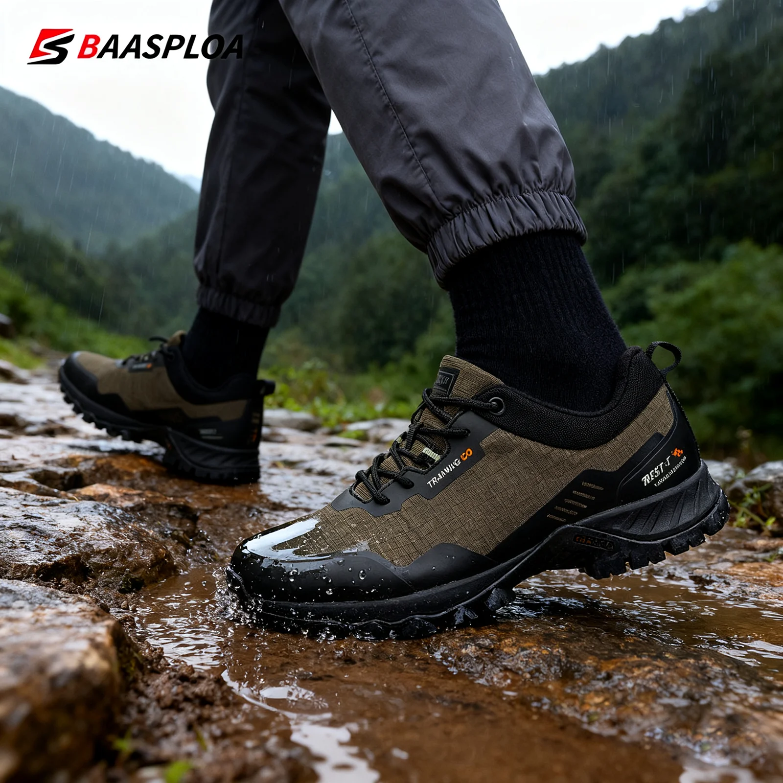 

Baasploa Men Hiking Shoes 2025 New Mesh Breathable Lightweight Wear-Resistant Waterproof Male Casual Non-Slip Climbing Sneakers