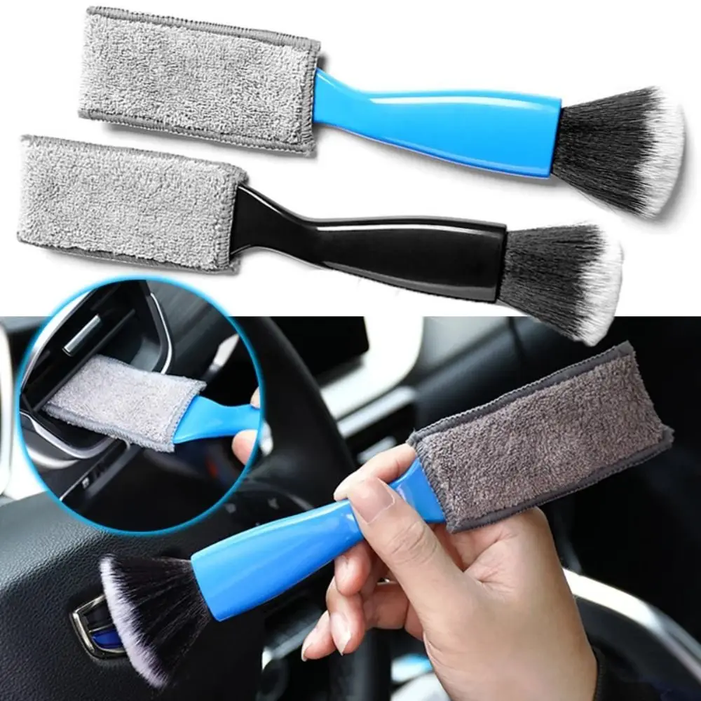 Coral Velvet Car Cleaning Brush Details Brush Dirt Remover Dust Removal Brush Double-head Household Soft Bristle Brush