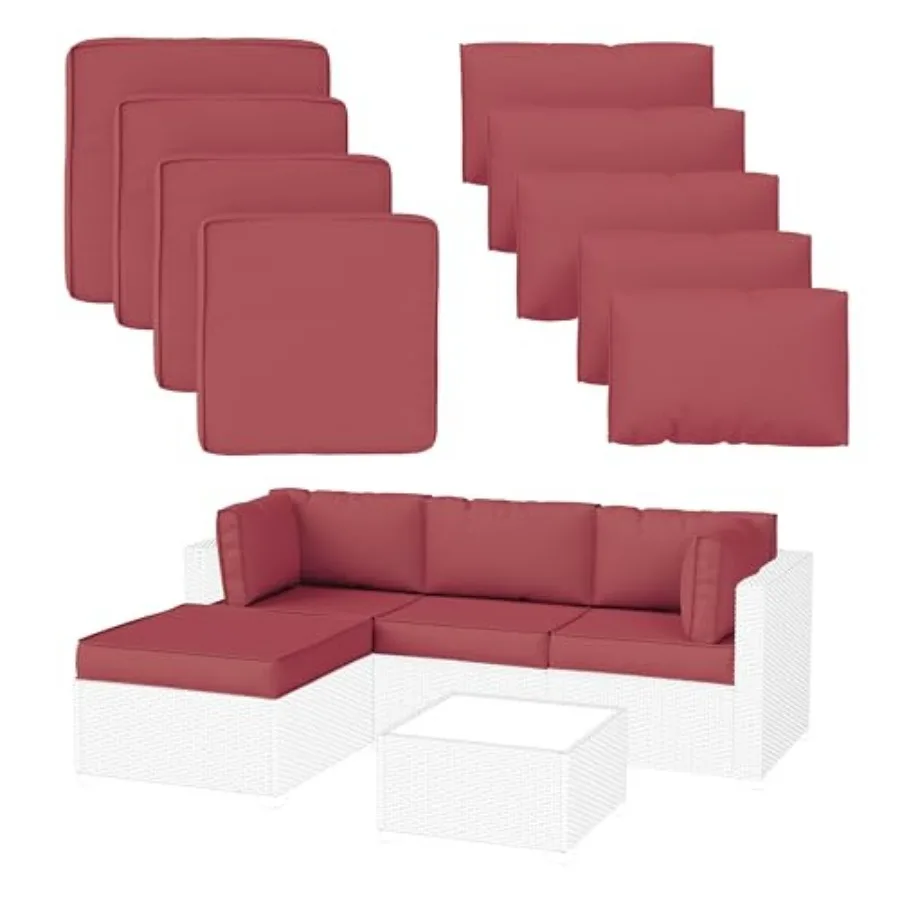 

9 Pack Patio Cushion Covers Outdoor Furniture Cushion Slipcovers Replacement Waterproof with Zipper for 5 Pcs Patio Furniture S