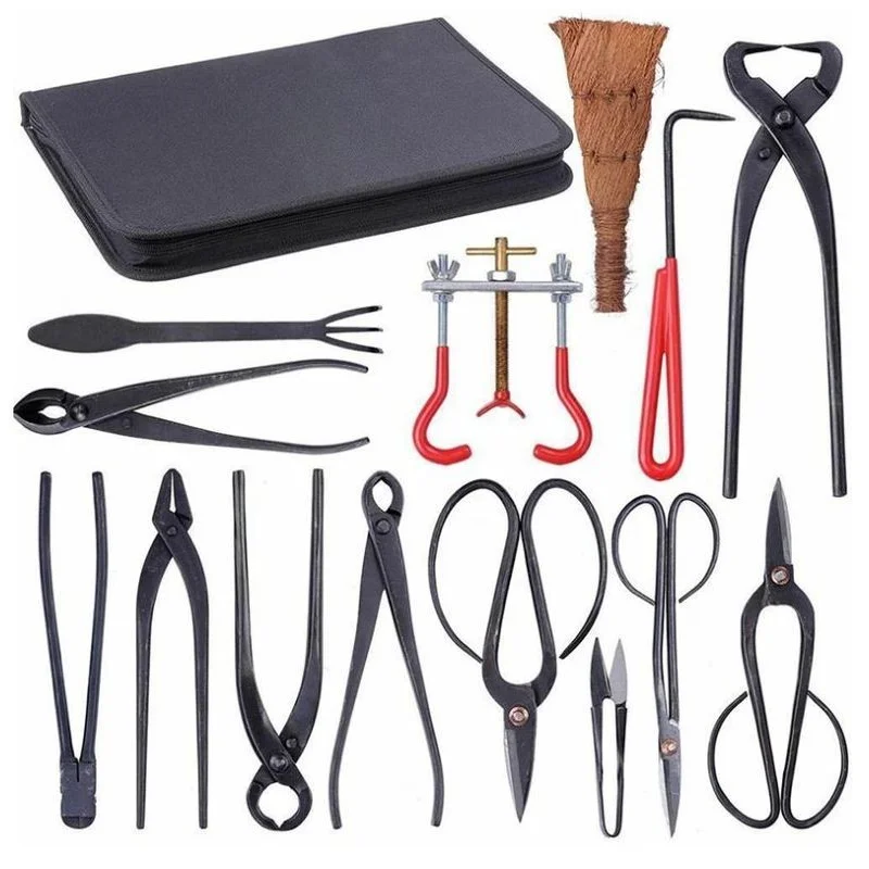 14pcs Garden Bonsai Pruning Tools Set Carbon Steel Cutter Scissors Pruning Shears Gardening Bonsai Styling Hand for Home Garden