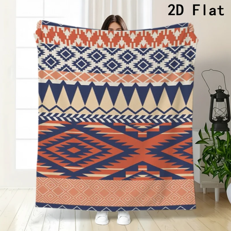 Southwestern Triangle Pattern Throw Blanket Sunroom Bedroom Family Nook Warm Blanket Guest Quarters Office Living Room Presents