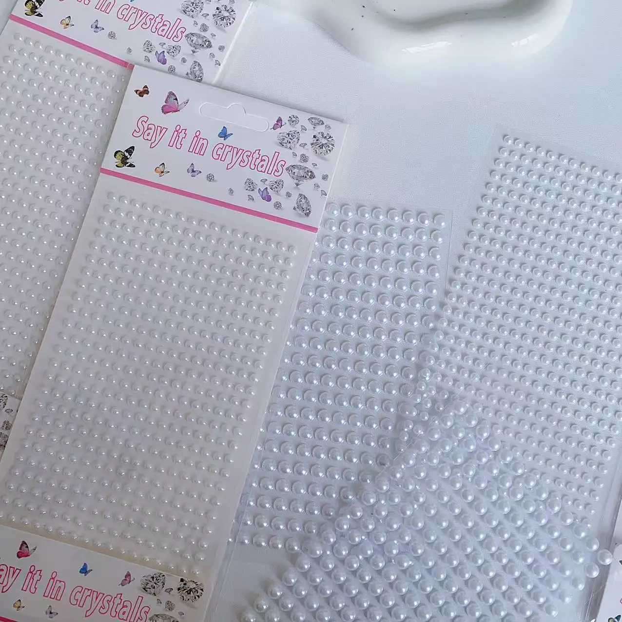 Pearl Chain Stickers Stage Makeup Shiny Girl Decoration for Gift Self Adhesive Face Gem Craft Supply