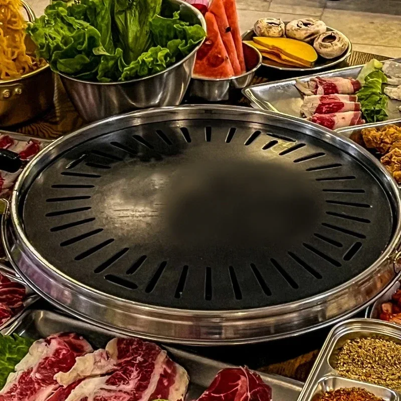 

-Hot Sale Korean BBQ Non-Stick Grill Pan Restaurant Camping 295mm Grill Pan