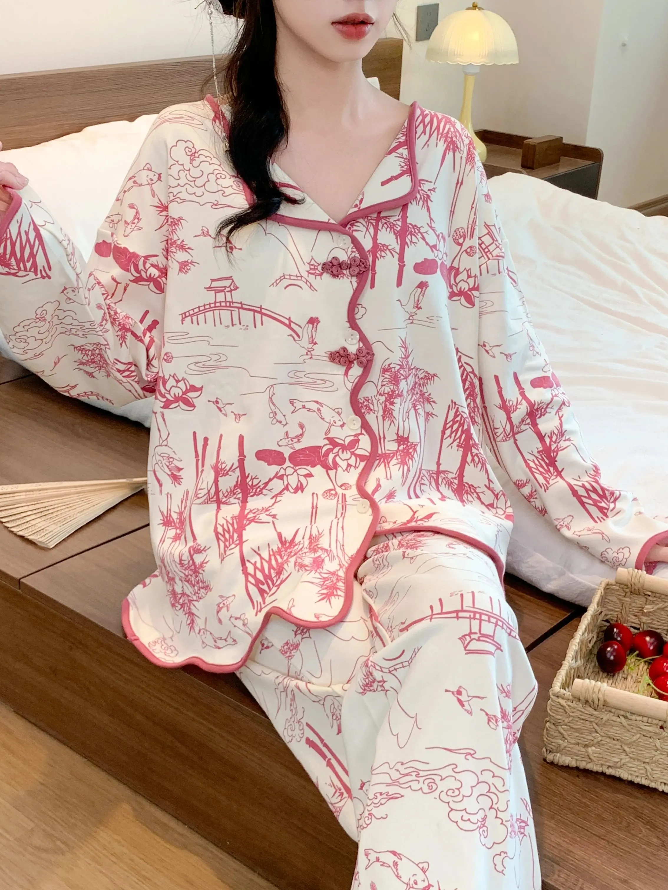 Women Pajamas Sleepwear Nightwear Sexy Lenceria Elegant Set Women\'s Sets Casual Clothing Pyjamas Loungewear Warm Winter Pajamas