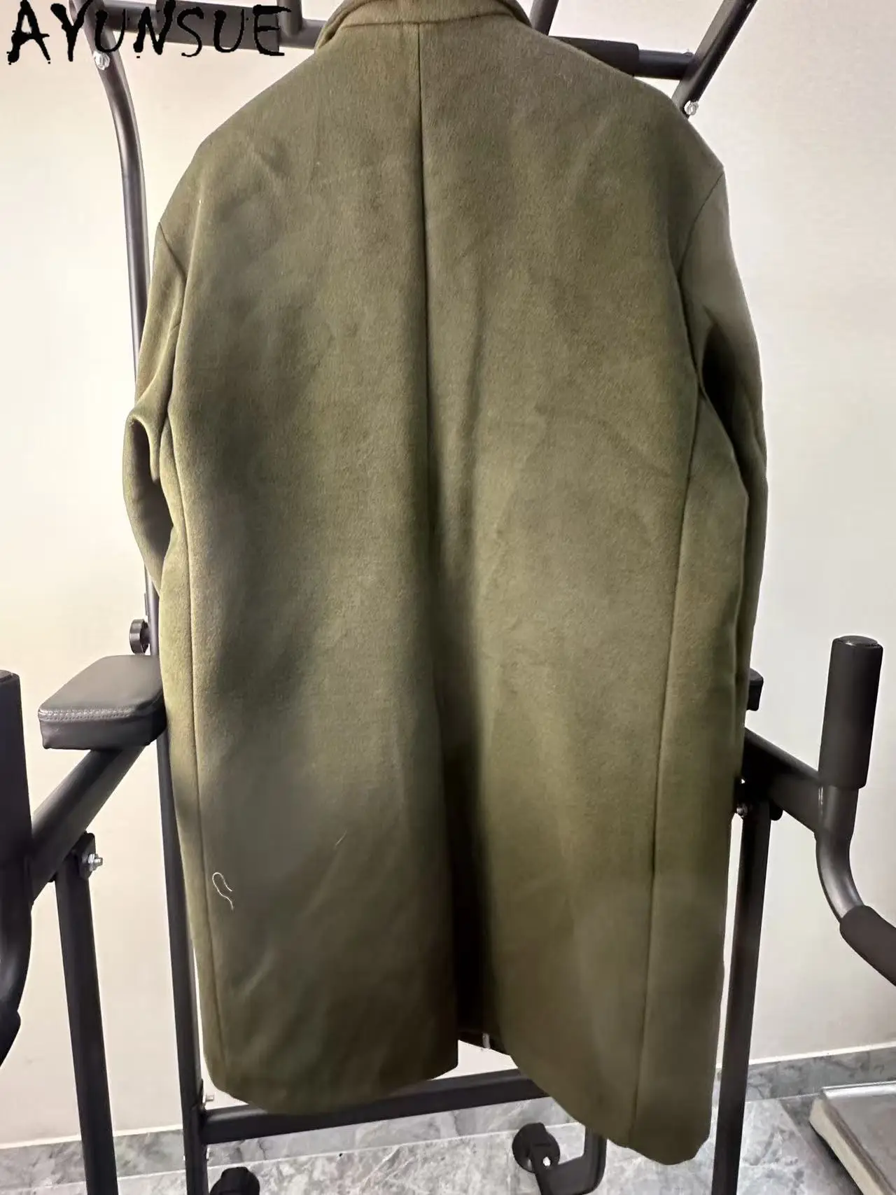 AYUNSUE Real Wool Jacket Men Winter Clothes Mid-length Trench Coat for Man Unique Promotion Minor Flaws No Refund No Exchange