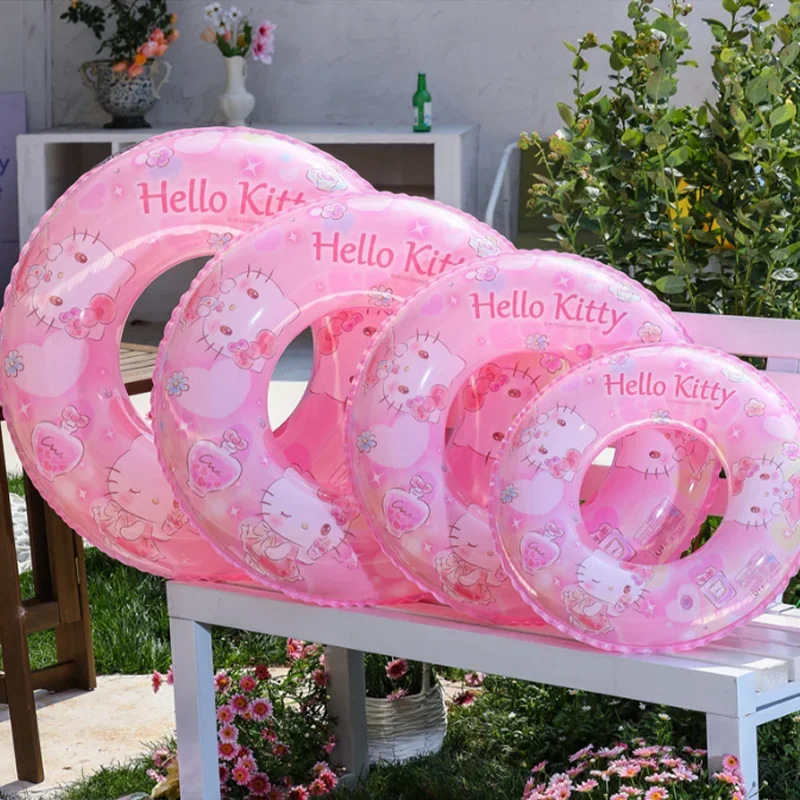 Anime PVC Kinder-Schwimmkreis, Badekappe, Schutzbrille, Cartoon Kuromi Melody, dicker Glitzer, Strandparty, Wasserspielzeug