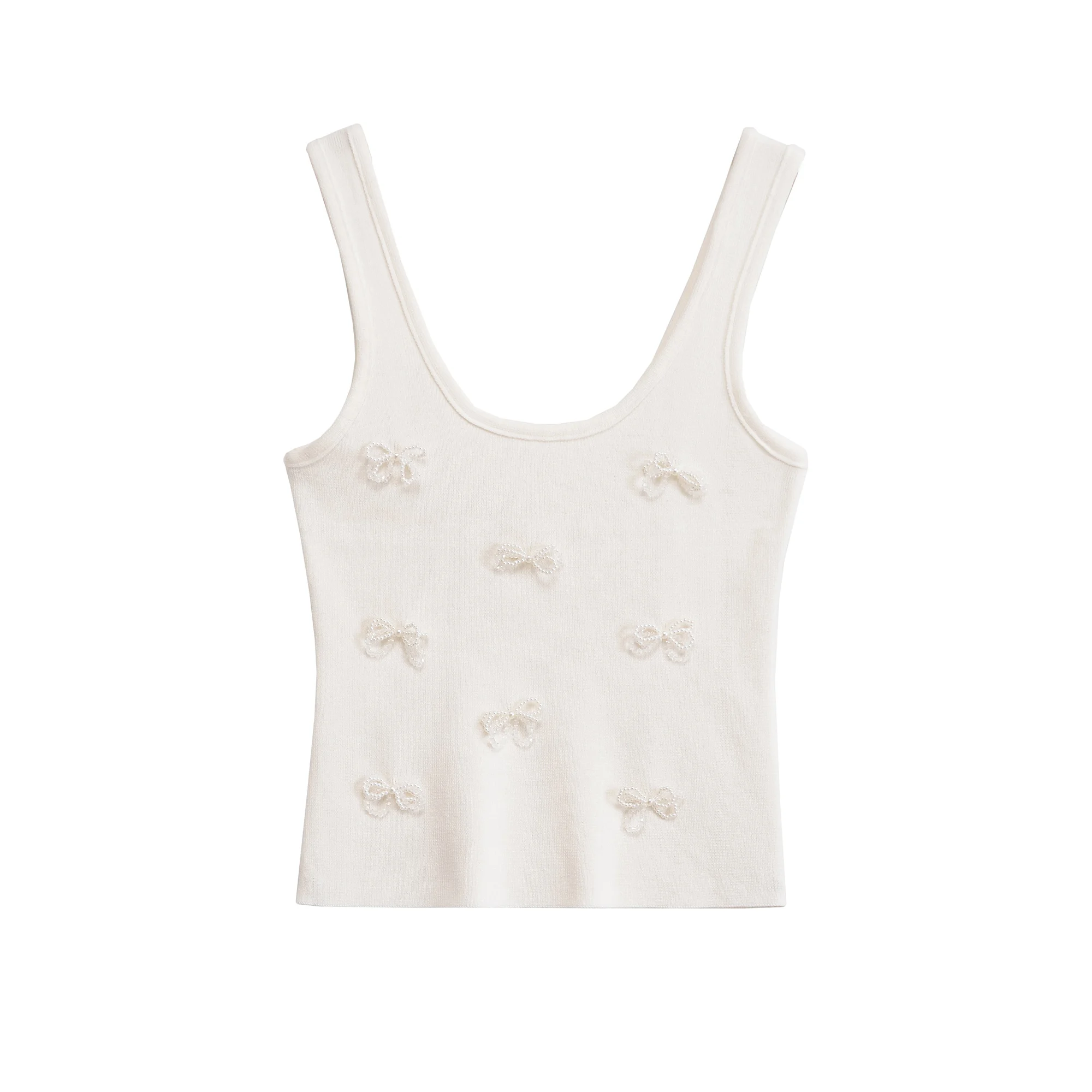 NOVEDAD DE VERANO 20225, producto, ropa de mujer, chaleco informal a la moda con perlas artificiales dulces y lazo decorado con diamantes de imitación