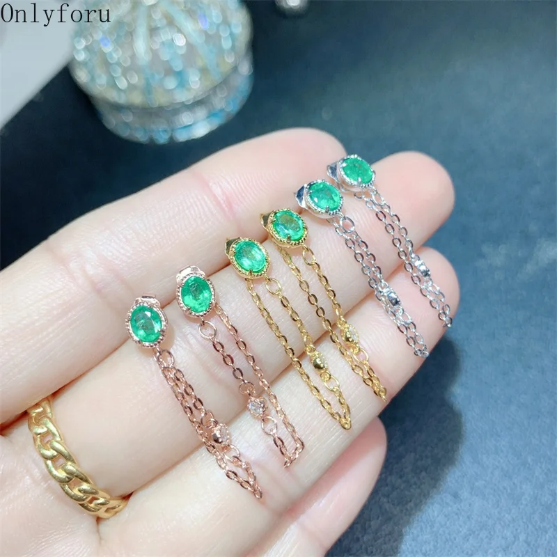 YULEM Silver 925 Natural Emerald Women's Earrings Luxury Women's Christmas Gift Nail Wedding Boutique jewelry 4X5MM