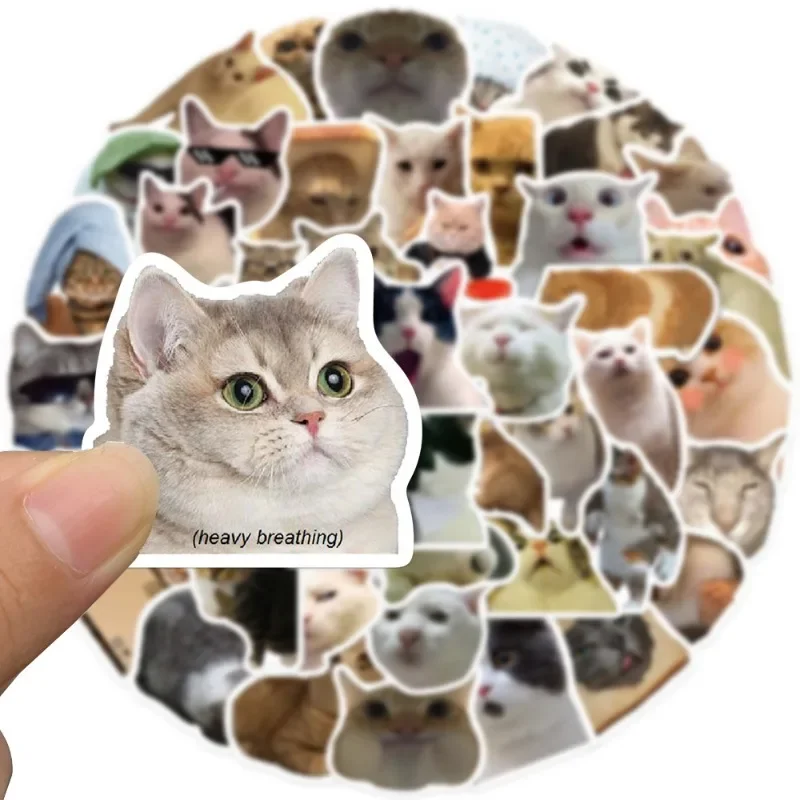 50 Vel Schattige Kat Sticker Voor Student Kitten Plakboek Sticker Spoof Kat Briefpapier Sticker Diy Decor Bagage Gitaar Lijm