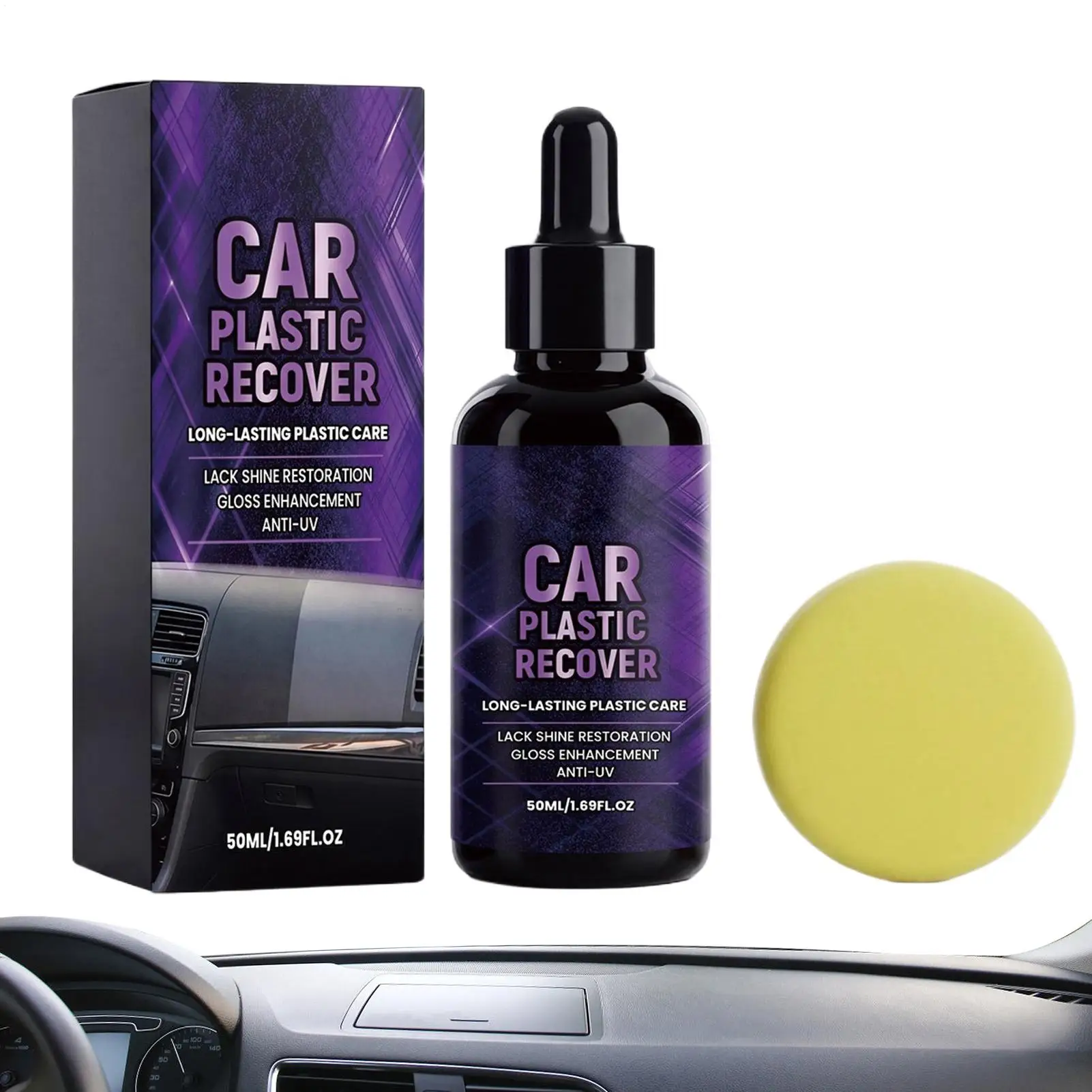 50ml Fast-Acting Car Trim Restorer, Exterior Plastic & Rubber Polishing Cleaner, Professional Detailing Repair For UV Protection