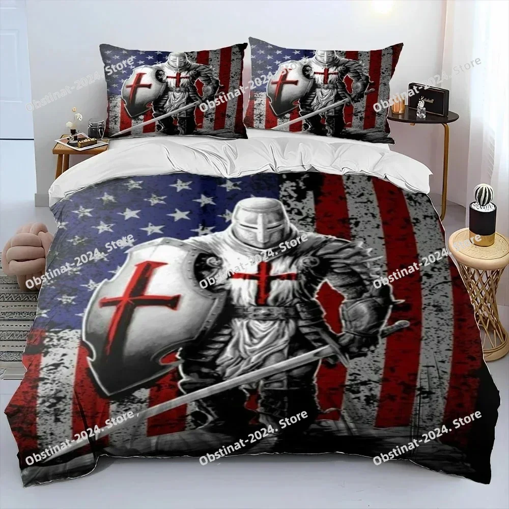 Cavalier Knight Templar Crusaders Bedding Set Duvet Cover Bed Set Quilt Cover Pillowcase Comforter king Queen Size Boys Adult