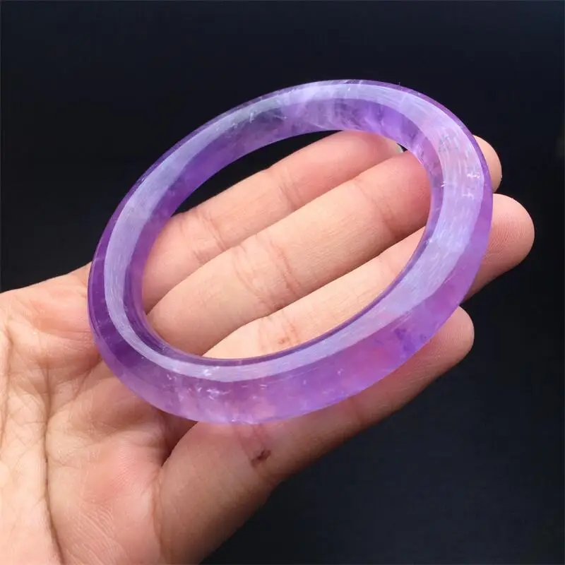 52-55MM Natural Lavender Amethyst Bangle Gemstone Bead Strings Fashion Beautifully Jewelry For Men And Women Gift 1PCS