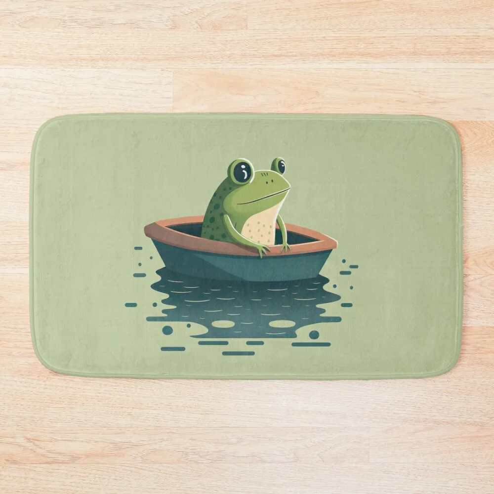 

Cute Frog on a Journey Bath Mat House Entrance Living Room Rug Wc Mat