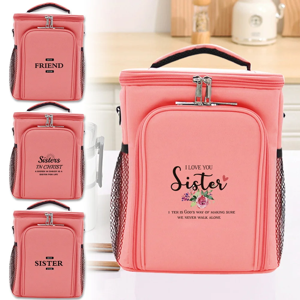 

Ice Pack Portable Drink Carrier Cooler Bag Sister Printing Series Large Capacity Food Keep Fresh Ice Bag Outdoor Activities