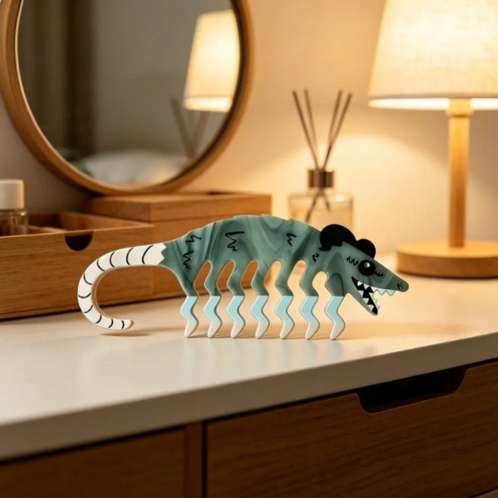 Acrylic Opossum Wet Hair Comb Anti-Static Portable Wide-Tooth Head Comb Creative Anti-Frizz Cartoon Animal Opossum Hairbrush