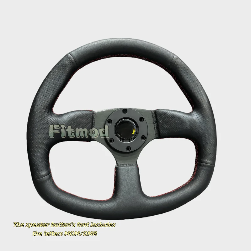 JDM 13.5 inch 340mm D-shaped flat red stitched racing car drift steering wheel, suitable for gaming and simulation PCD70MM view 3
