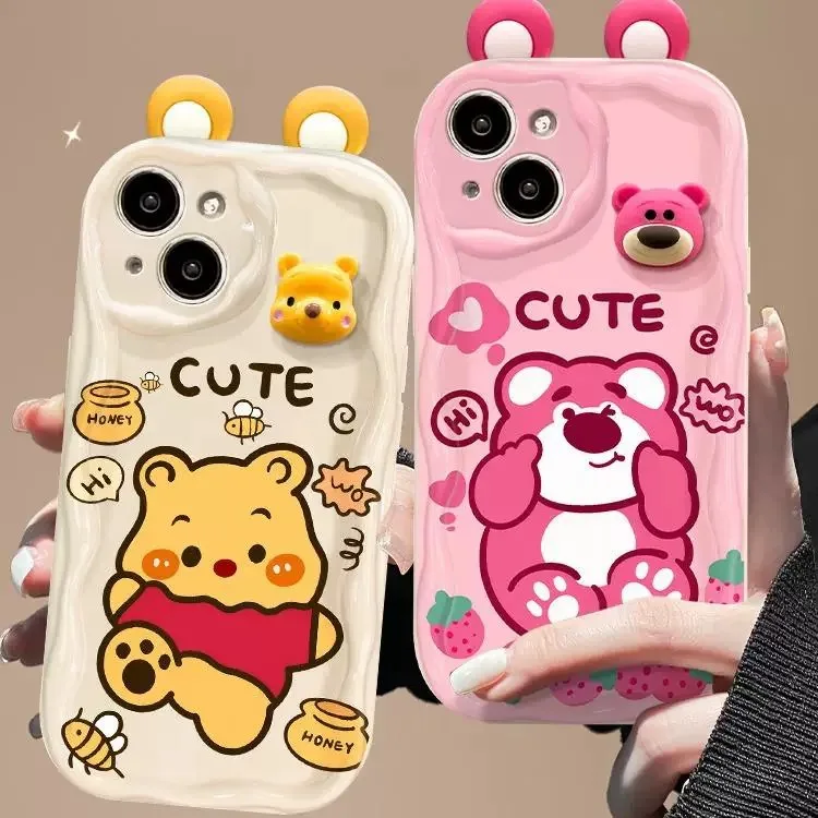3D Ear Disneies Cute Lotso nueva funda de teléfono para Oppo Realme 13 12 11 C67 C75 C65 C63 C55 C53 C35 C33 Note 60 GT 6 4G 5G contraportada