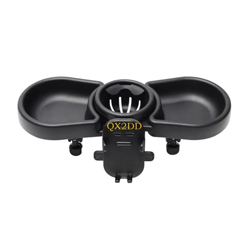 QX2D Baby Strollers Storage Tray Kids Pushchair Self-feeding Tray with Cup Holder Phone Stand Pram Dining Plate
