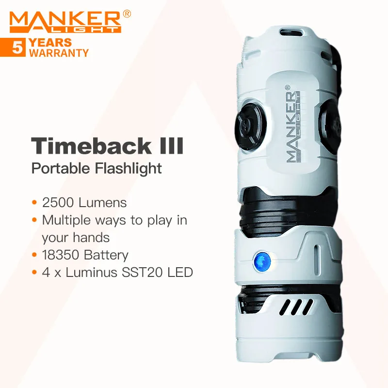 manker timeback iii lanterna portatil led e luzes de sinal coloridas 2500 lumens varias maneiras de jogar edc 01