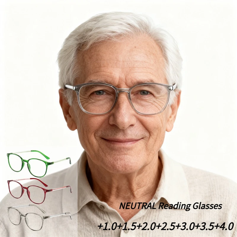 Vollformat-Lesebrille, HD-Vision, leichter Materialrahmen, konventionelle Presbyopie-Brille +1,0 + 1,5 + 2,0 + 2,5 + 3,0 + 3,5 + 4,0