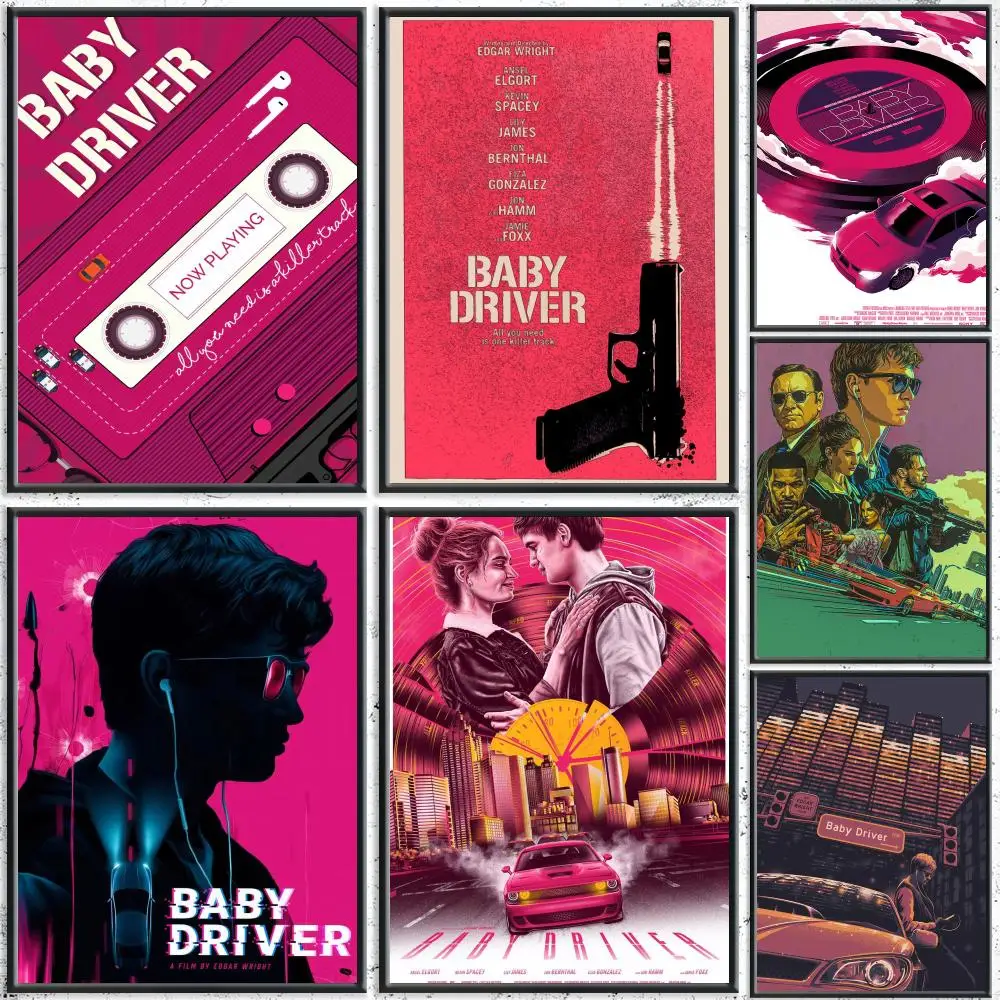 Cool Movie B-Baby DriverS Poster HD Self-Adhesive No Residue After Removal Ideal for All Kinds of Wall Decor