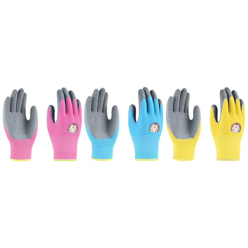 

3Pairs Kids Outdoor Gloves Wear Resistant Latex Protective Gardening Gloves for Planting Weeding Cleaning Digging Garden Work